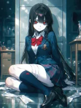 理科室に隠れるゾンビ娘ちゃん — ゾンビイラストのAIイラスト|SUPPART