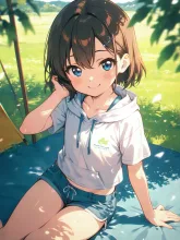 キャンプ女子·焚き火を囲む夜 の投稿作品