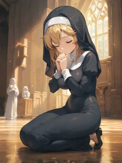 身体の線が出る修道服、官能的 - 巫女 vs シスター