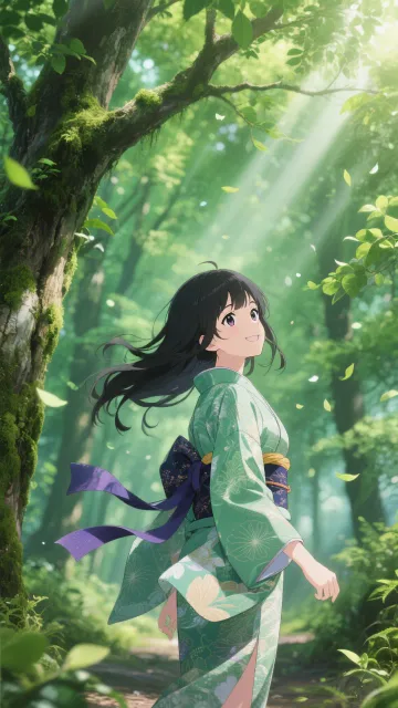 semi-realistic anime - 木漏れ日の並木道