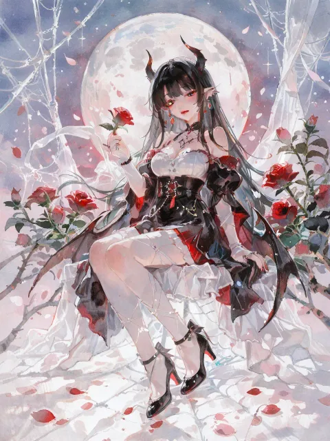 美しい若い女性、小悪魔、サキュバス、セクシーな服装 - 天使 vs 悪魔