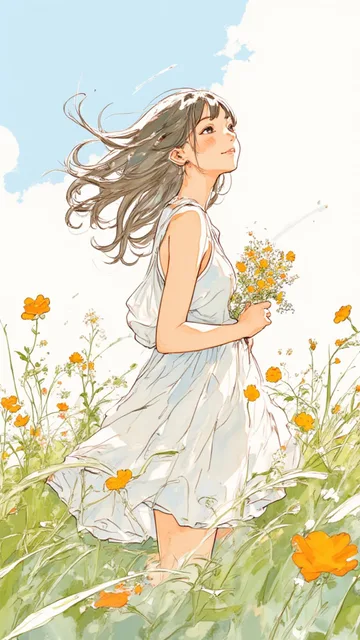 自由な宣伝、イラスト、自由な宣伝、1人の少女