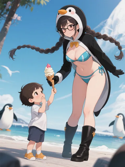 「穂蔵 灯子(ほのぐら とうこ)」ペンギンアイスのキャンペーンをする