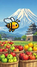 マメコバチ、林檎、弘前城