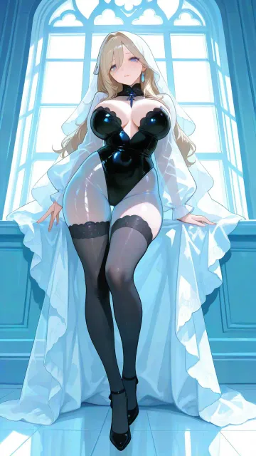 黒いニーハイソックスと素足の色っぽい成年女性がふたり並ぶ