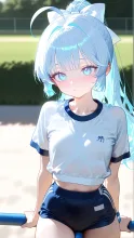 体育祭にも参加の水色ちゃん