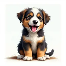 喜、スタンプ、子犬、幸福、満足感、アンニュイ、喜んでいる、