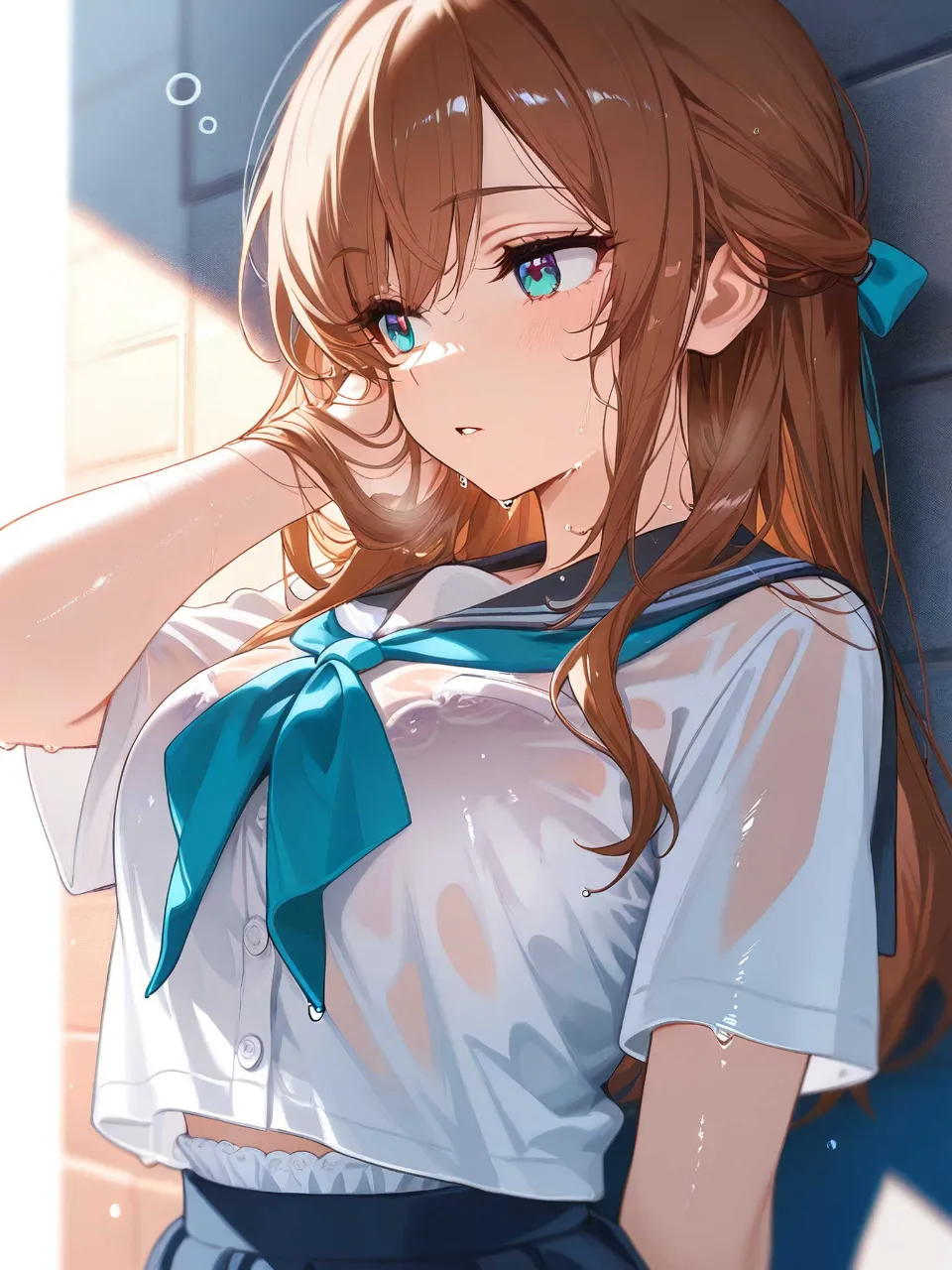 夕立に濡れた彼女