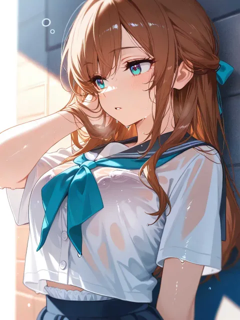 夕立に濡れた彼女