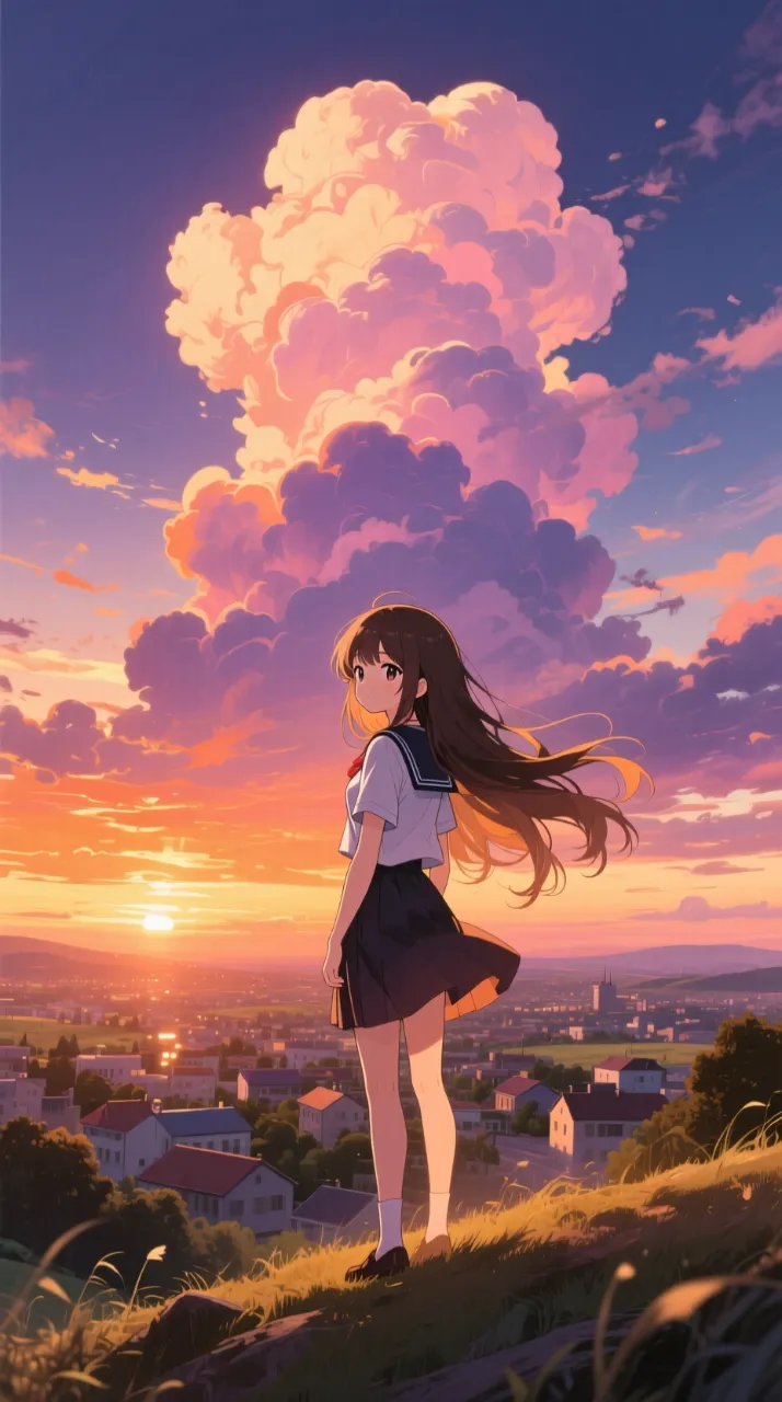 高精度アニメ - 夕焼けと入道雲 / はると