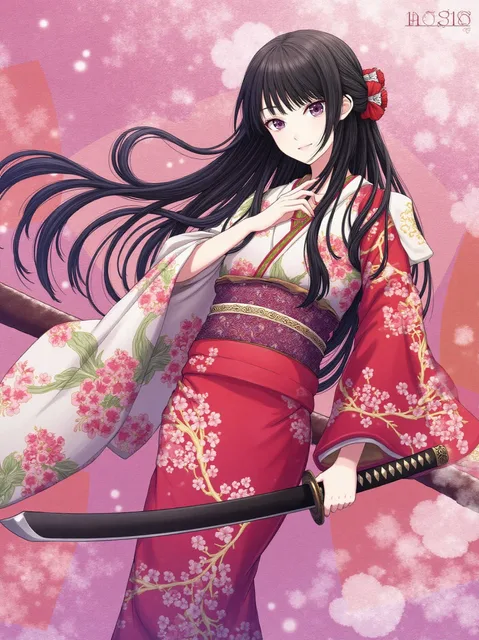 黒髪長髪で