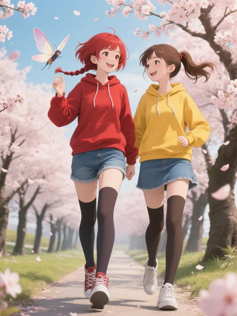 双子と桜並木MAX