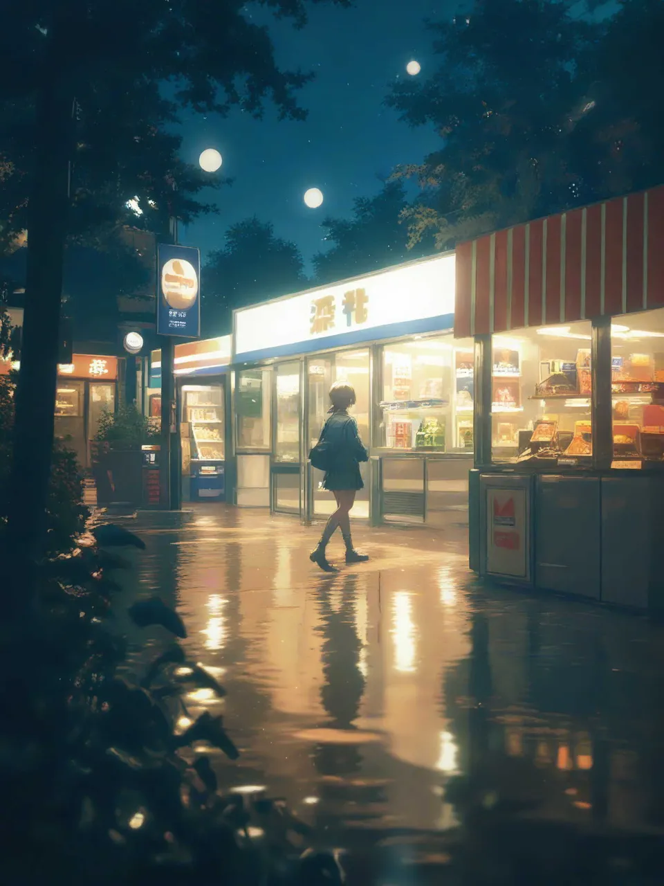 コンビニ帰りの夜 — 𝕞̿̈さんのAIイラスト