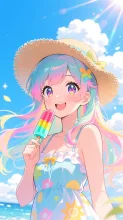 アイスキャンディーと夏の女性·初夏チャレンジ の投稿作品