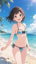 海にいるビキニ女子 — ネガダークネスさんのAIイラスト