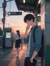 駅の外で彼女を待ち侘びる彼氏
