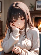 暖炉のそばで