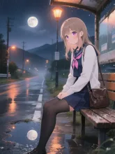 バス停の陽子。
