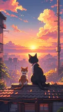 今日の夕焼け綺麗だニャー