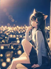 月夜の猫にゃん