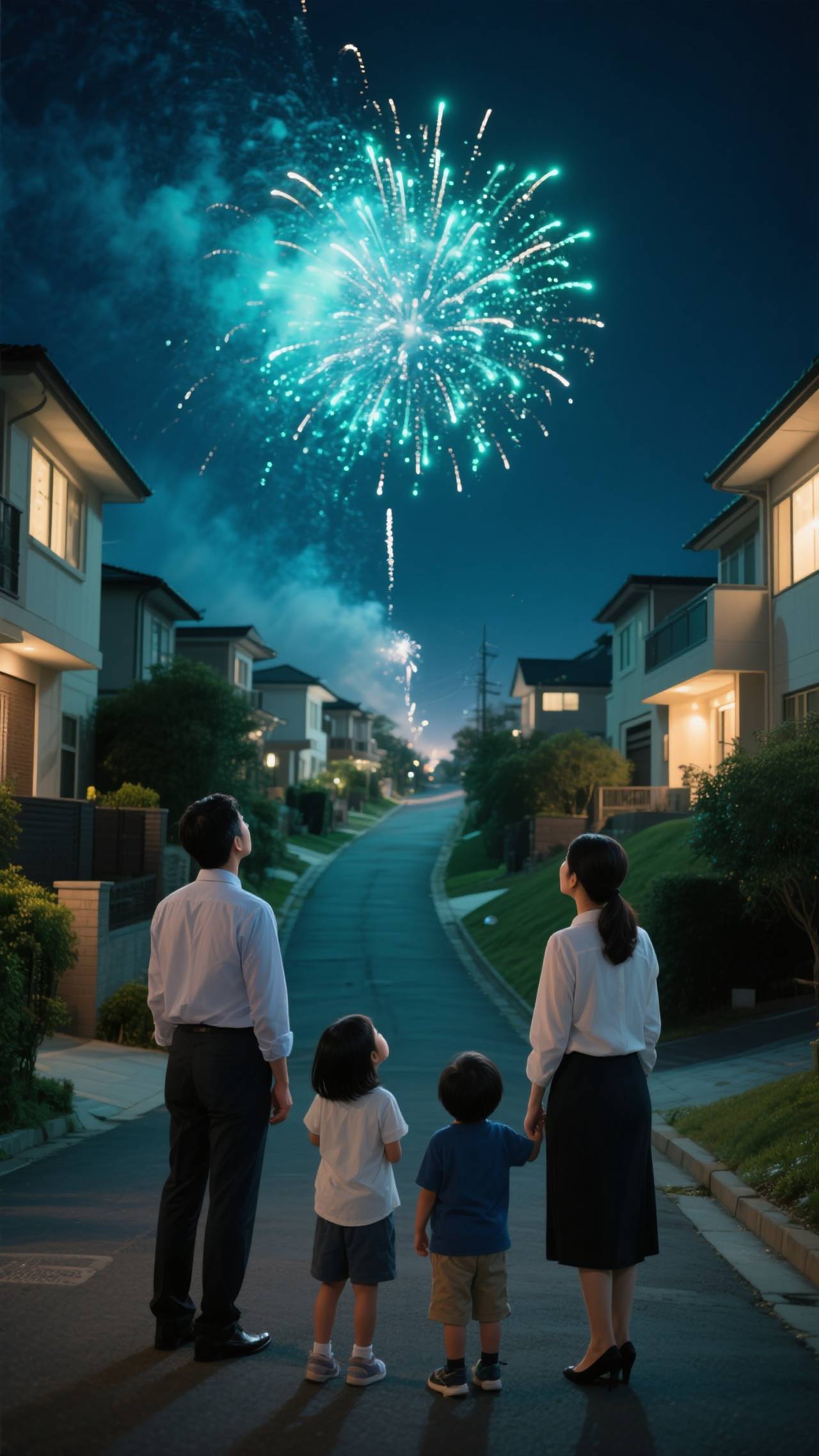 家族で毎年あがる花火を楽しむ