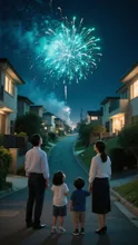 家族で毎年あがる花火を楽しむ