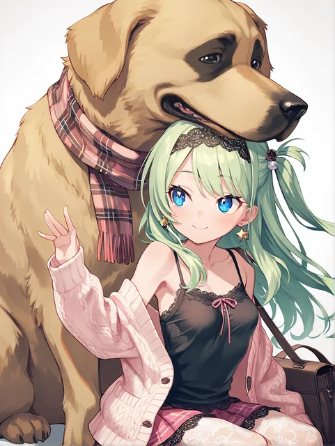 犬と戯れる