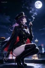 しゃがむ女幹部