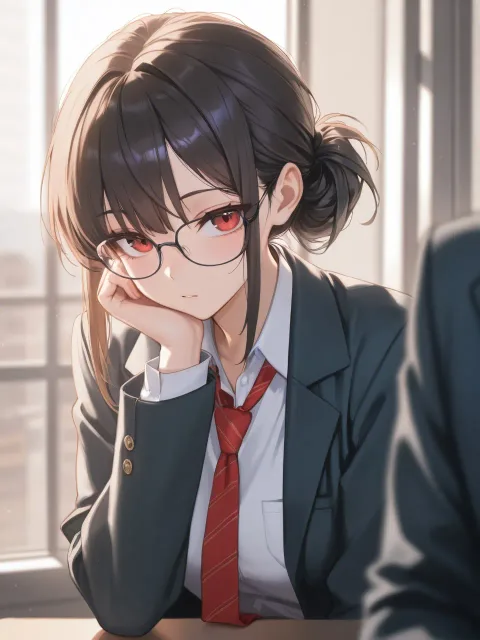 メガネ、女の子、かっこいい、センターわけ、隠れイケメン