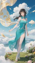 空中庭園で微笑む風神美少女