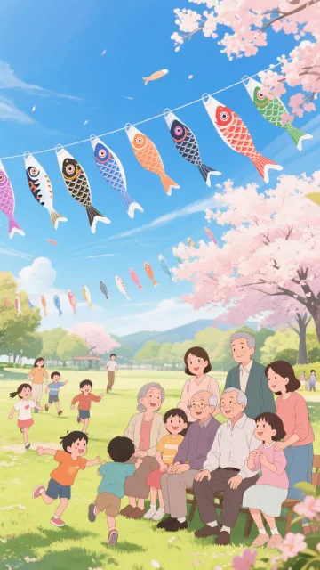 anime style - 空に泳ぐ鯉のぼり