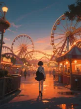 夕暮れの遊園地·今宵チャレンジ の投稿作品