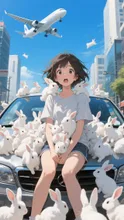 現代,兎まみれの私,車,飛行機,カオス世界
