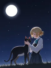 光る月の下で — サンタさんのAIイラスト