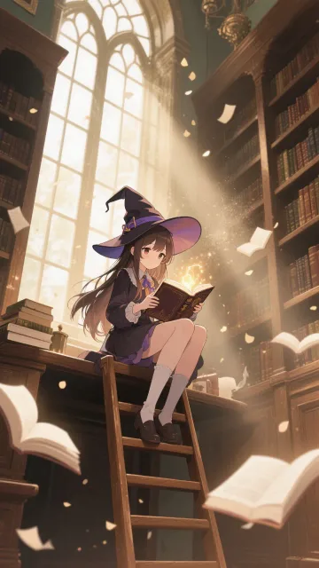 beautiful anime style - 図書館の魔法使い