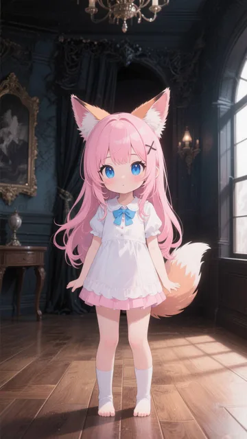 ピンク髪キツネ娘💕モフモフするの?💕