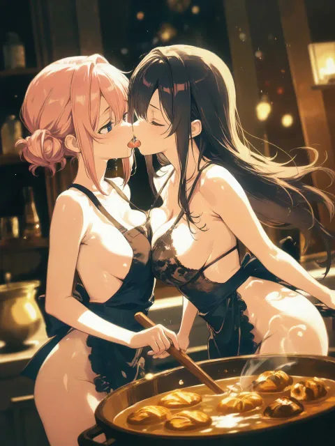 ピンク色の髪、((2 girl)) - パティシエ