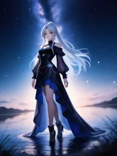 星降る夜に湖畔で — mafuyuさんのAIイラスト