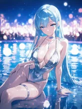 真夏のナイトプール·ネオン輝く夜のプール の投稿作品