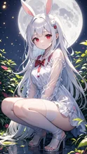 ウサ耳乙女💕月に帰るとお月見出来ないのよね🌕