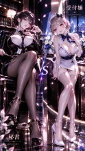黒き知性と白き誘惑 — うーひーさんのAIイラスト