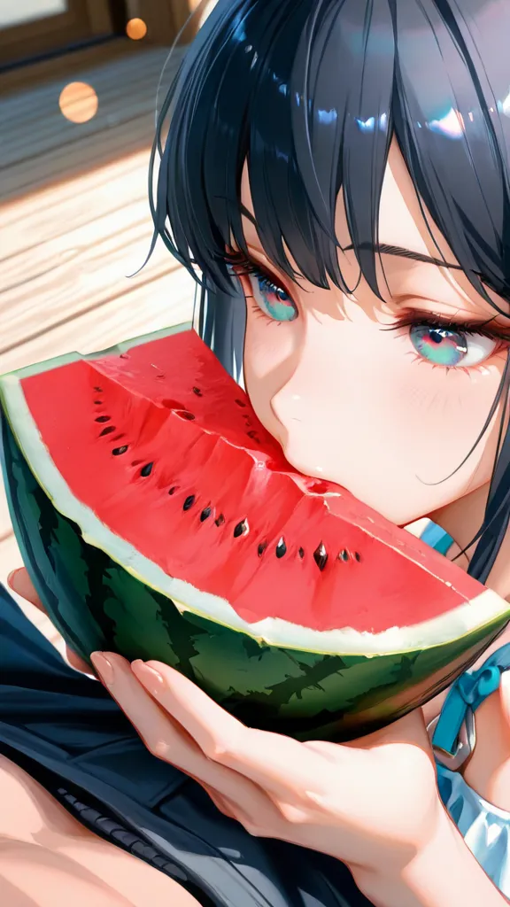 夏のスイカと縁側・少年と少女