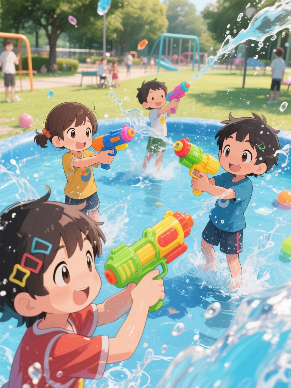 みんなで水遊び