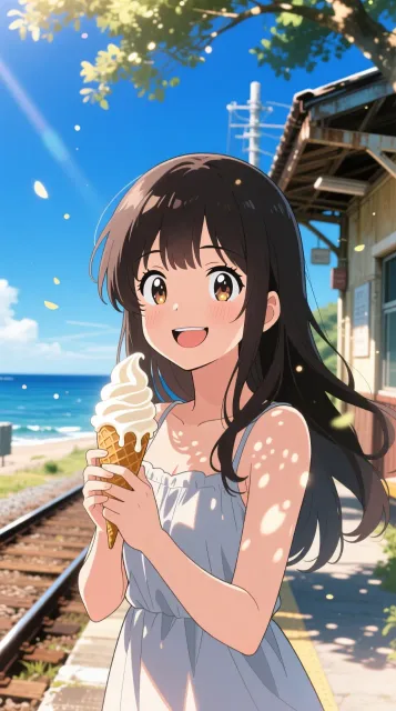 nostalgic anime illustration - 夏のソフトクリーム