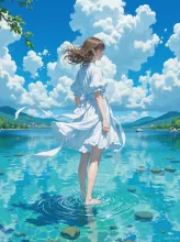 水面に立つ。