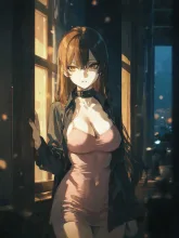 胸元を魅せる女性 — ミャアさんのAIイラスト