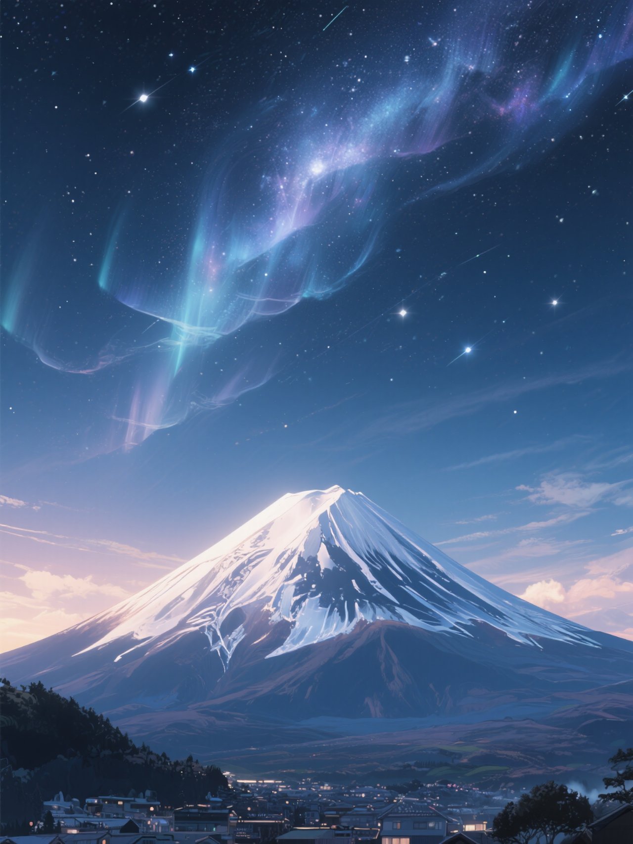 星空と富士山