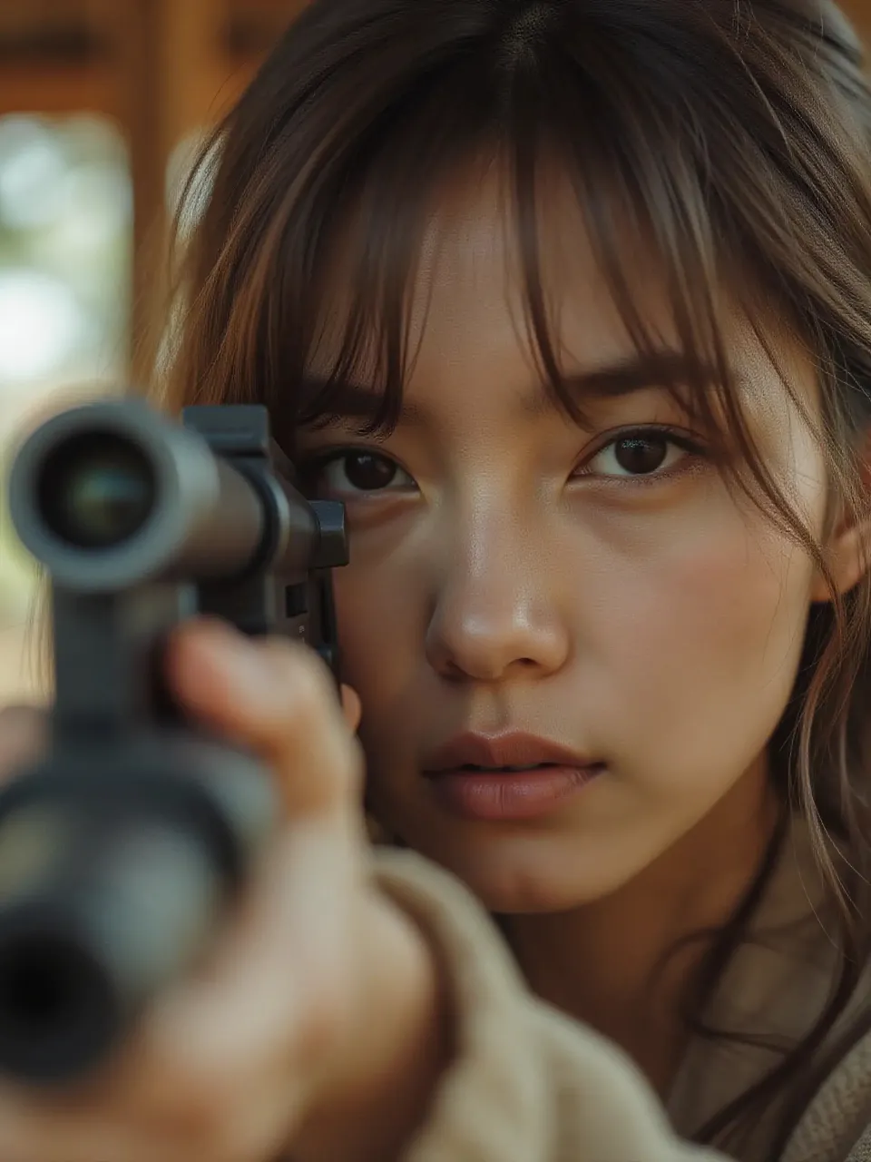 She insists on using both eyes to aim 🤷♂️