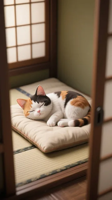 Japanese 押し入れの布団の上…