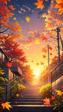 紅葉と夕焼けのコラボ